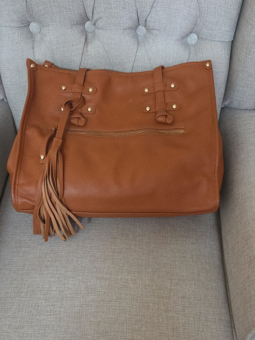 Laggo Leather Tote With Decorative Tassel - Picture 1 of 10